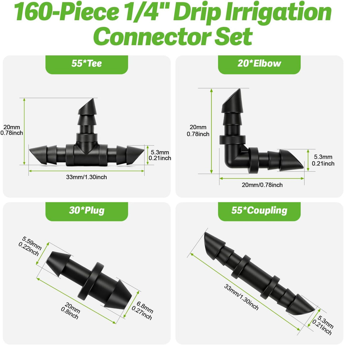 50 Pack 1/2 Inch Irrigation Tubing Hold Down Anchor Stakes, Heavy Duty Drip Tubing Stakes 1/2" Drip Irrigation Tubing Fittings for Lawn Raised Bed Greenhouse Plant Watering System
