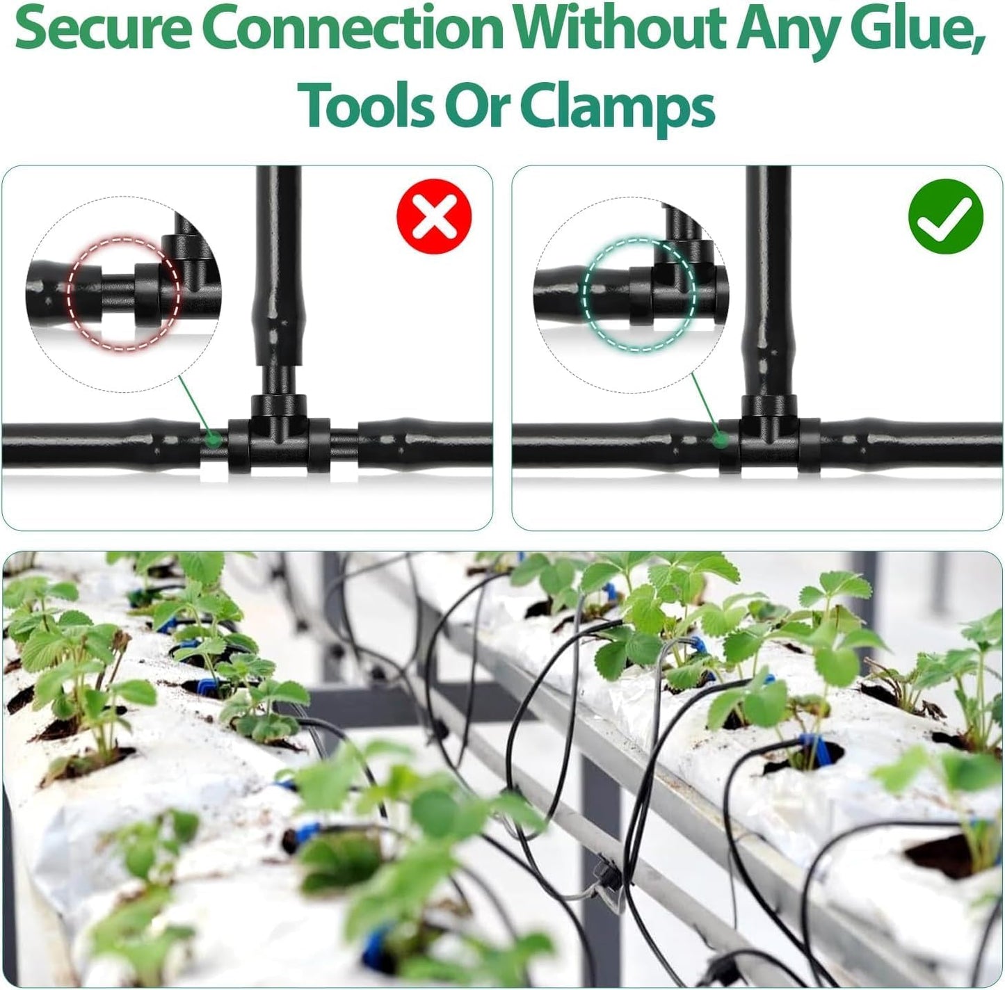 50 Pack 1/2 Inch Irrigation Tubing Hold Down Anchor Stakes, Heavy Duty Drip Tubing Stakes 1/2" Drip Irrigation Tubing Fittings for Lawn Raised Bed Greenhouse Plant Watering System
