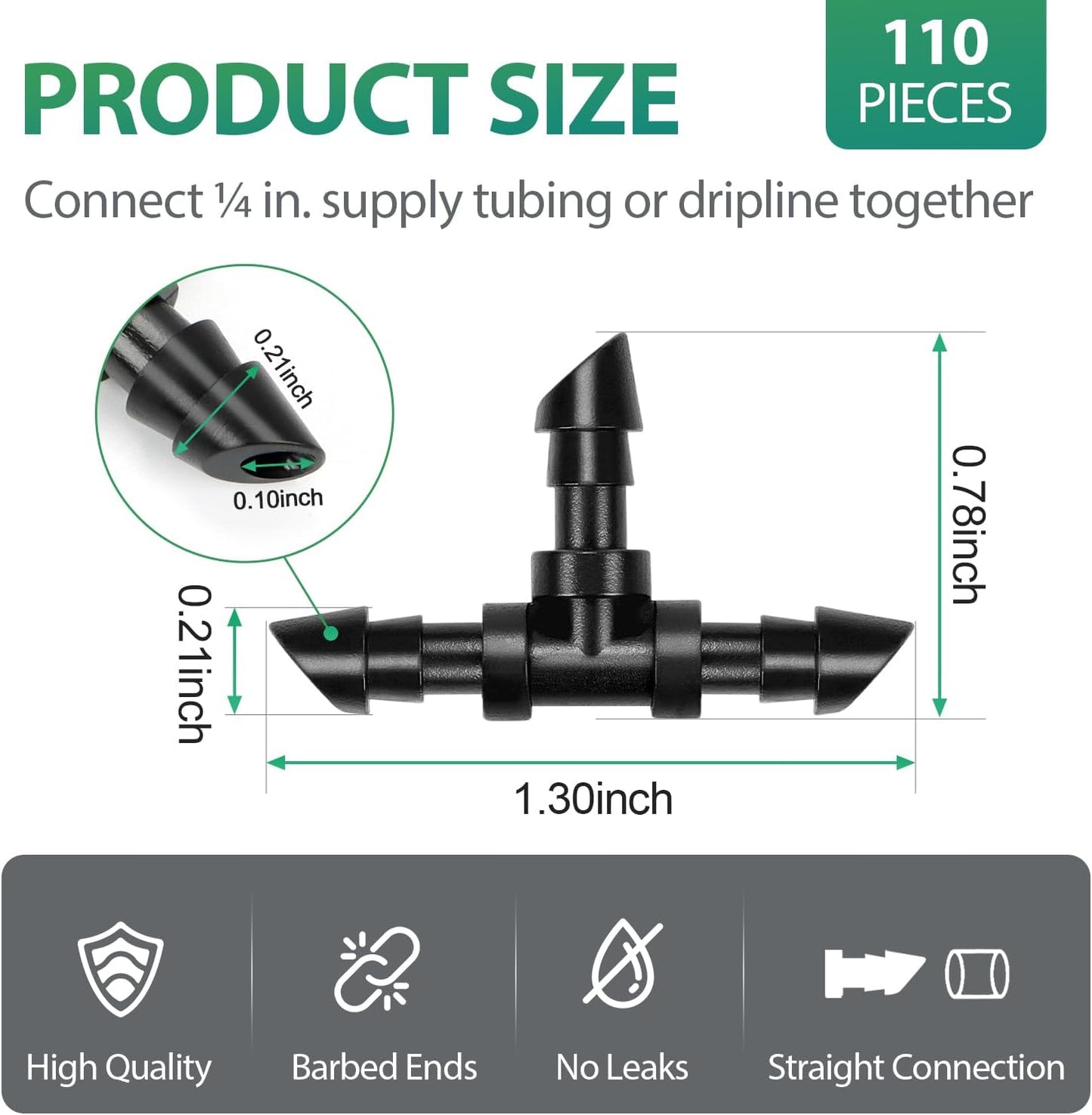 50 Pack 1/2 Inch Irrigation Tubing Hold Down Anchor Stakes, Heavy Duty Drip Tubing Stakes 1/2" Drip Irrigation Tubing Fittings for Lawn Raised Bed Greenhouse Plant Watering System