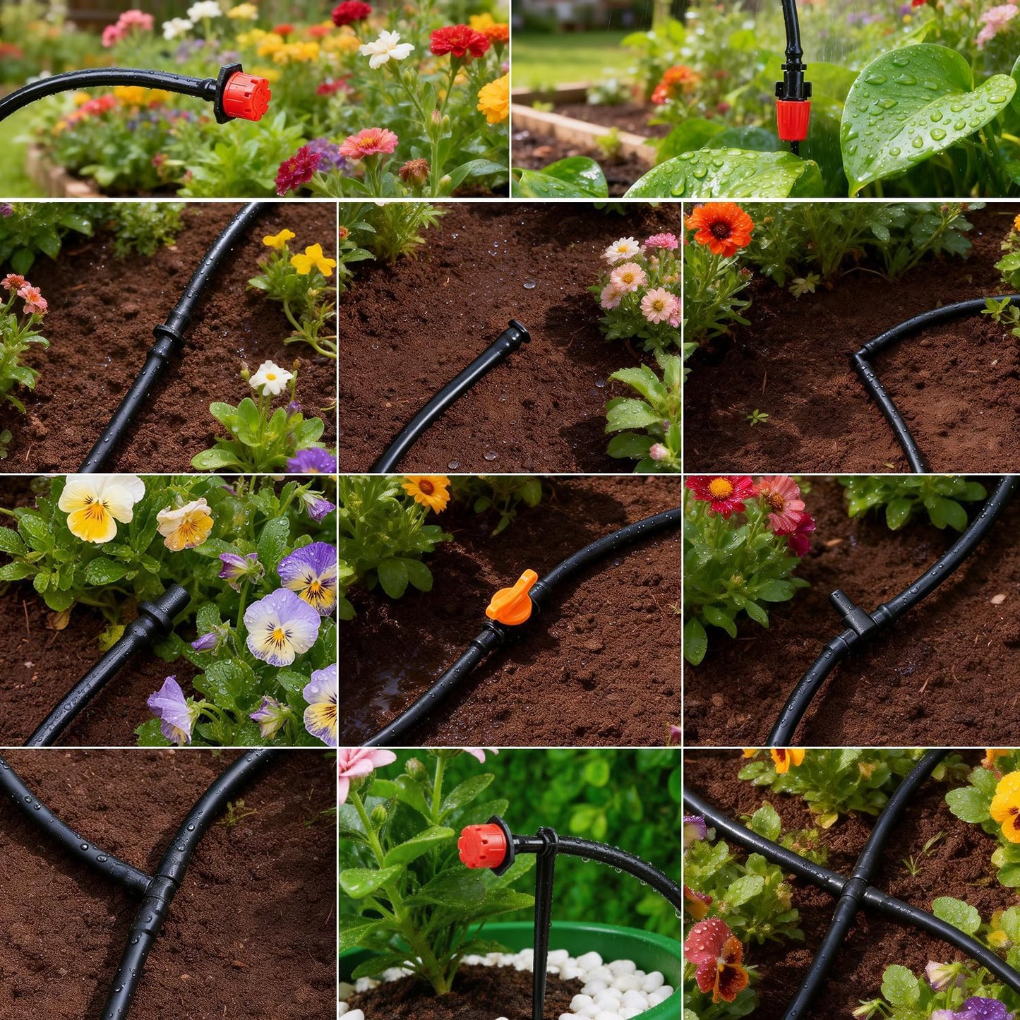 50 Pack 1/2 Inch Irrigation Tubing Hold Down Anchor Stakes, Heavy Duty Drip Tubing Stakes 1/2" Drip Irrigation Tubing Fittings for Lawn Raised Bed Greenhouse Plant Watering System