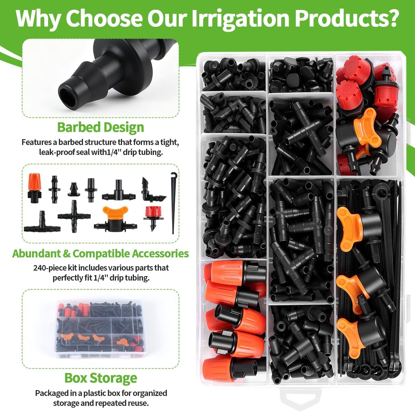 50 Pack 1/2 Inch Irrigation Tubing Hold Down Anchor Stakes, Heavy Duty Drip Tubing Stakes 1/2" Drip Irrigation Tubing Fittings for Lawn Raised Bed Greenhouse Plant Watering System