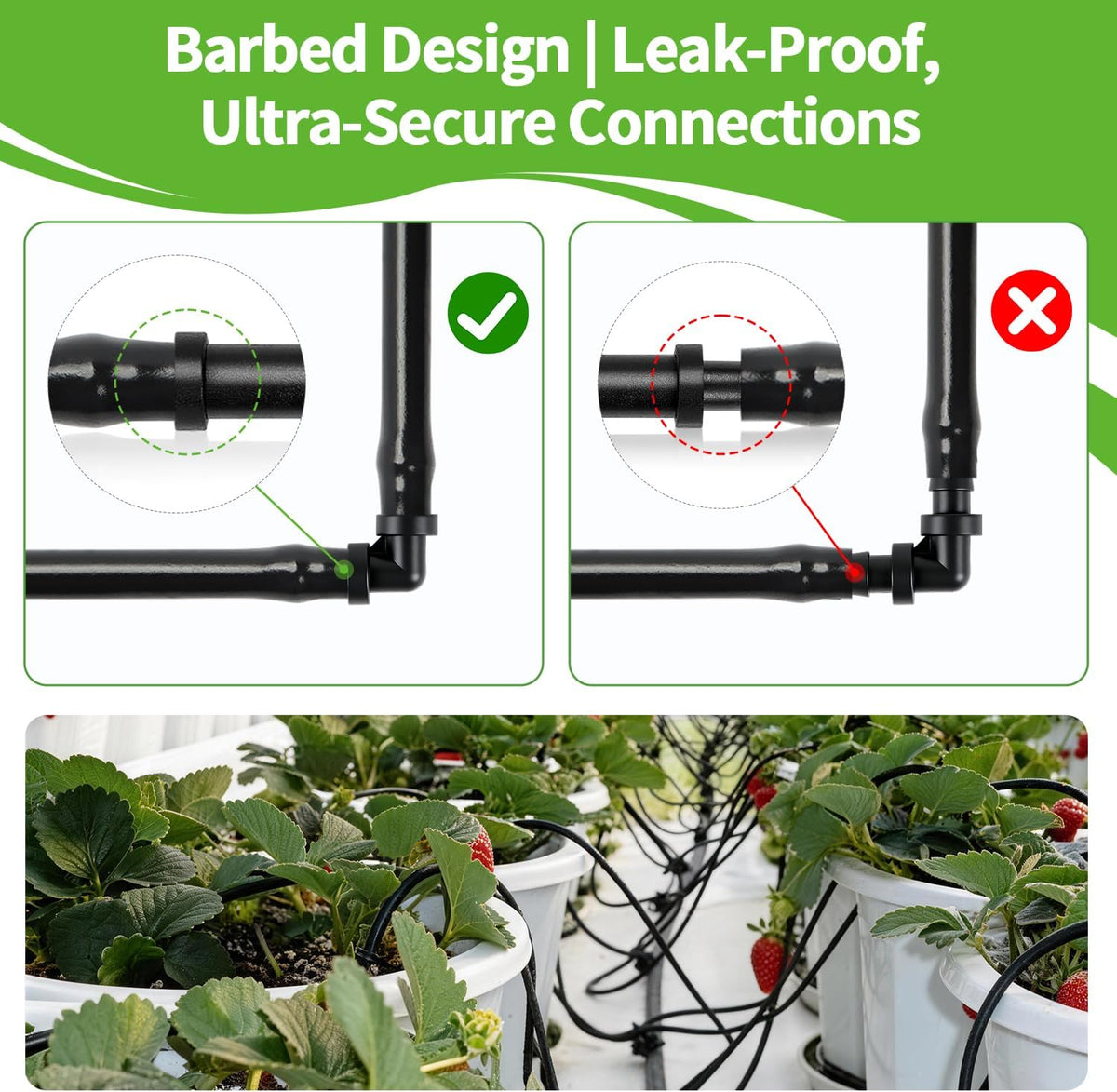 50 Pack 1/2 Inch Irrigation Tubing Hold Down Anchor Stakes, Heavy Duty Drip Tubing Stakes 1/2" Drip Irrigation Tubing Fittings for Lawn Raised Bed Greenhouse Plant Watering System