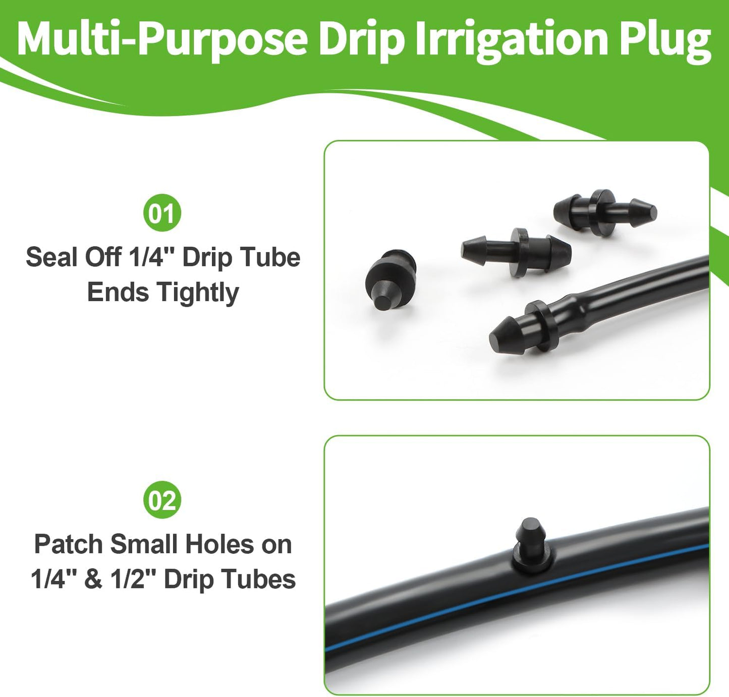 50 Pack 1/2 Inch Irrigation Tubing Hold Down Anchor Stakes, Heavy Duty Drip Tubing Stakes 1/2" Drip Irrigation Tubing Fittings for Lawn Raised Bed Greenhouse Plant Watering System