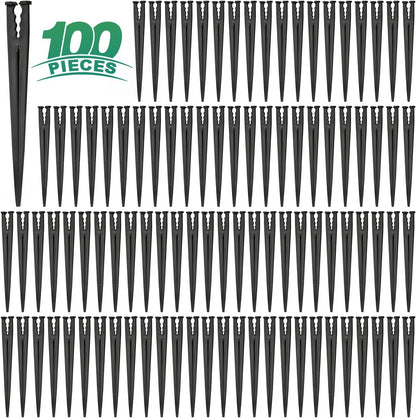 50 Pack 1/2 Inch Irrigation Tubing Hold Down Anchor Stakes, Heavy Duty Drip Tubing Stakes 1/2" Drip Irrigation Tubing Fittings for Lawn Raised Bed Greenhouse Plant Watering System