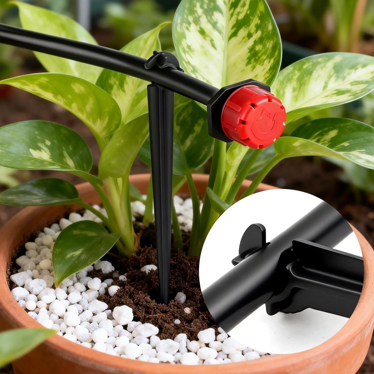 50 Pack 1/2 Inch Irrigation Tubing Hold Down Anchor Stakes, Heavy Duty Drip Tubing Stakes 1/2" Drip Irrigation Tubing Fittings for Lawn Raised Bed Greenhouse Plant Watering System