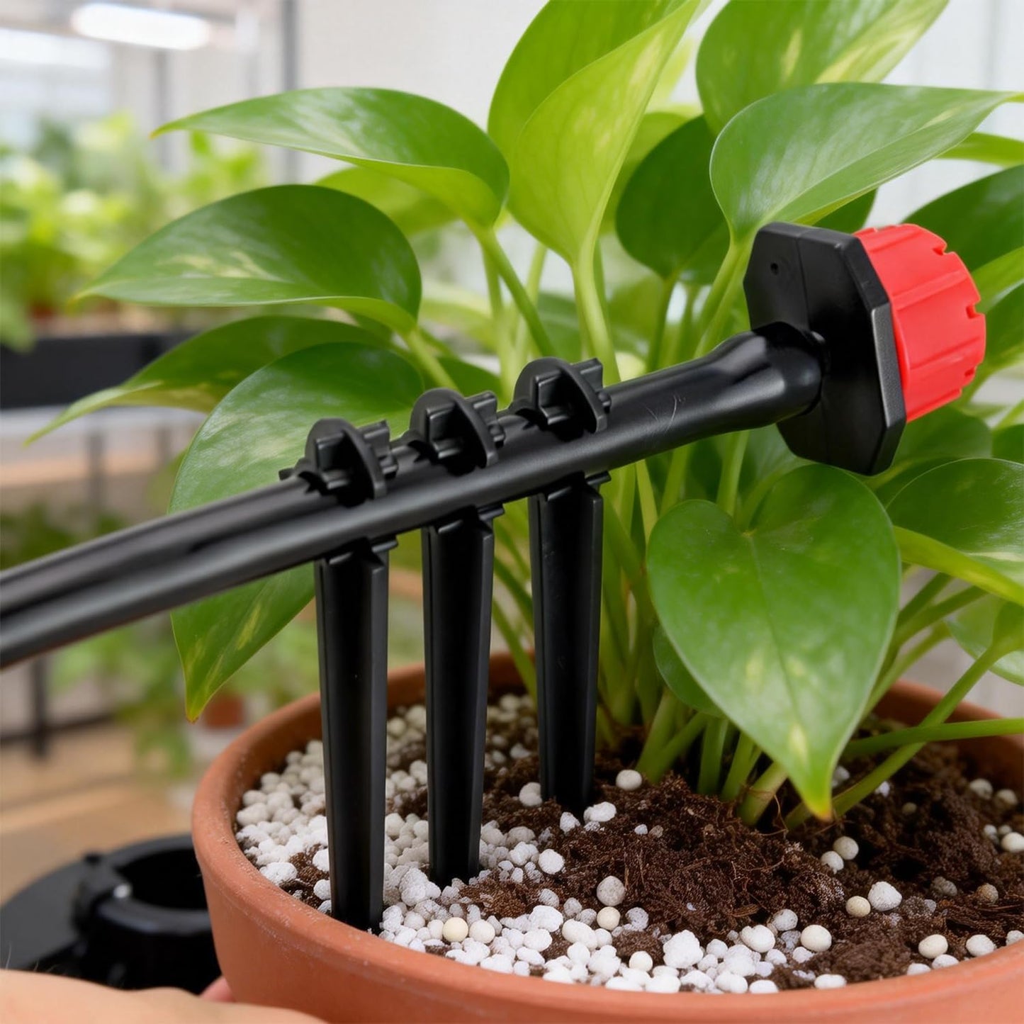 50 Pack 1/2 Inch Irrigation Tubing Hold Down Anchor Stakes, Heavy Duty Drip Tubing Stakes 1/2" Drip Irrigation Tubing Fittings for Lawn Raised Bed Greenhouse Plant Watering System