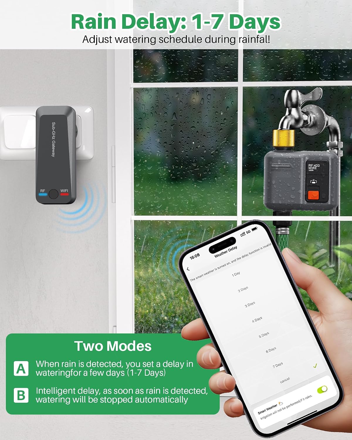 WiFi Water Timer for Garden Hose,WiFi Sprinkler Controller with 984ft Range