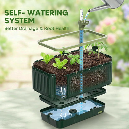 Raised Garden Bed with Tomato Cages，52"/4.3ft Tomato Planter with Trellis,Adjustable Height,Self Watering Planter Box for Vegetables & Climbing Plant Indoor Outdoor Balcony Patio (1)