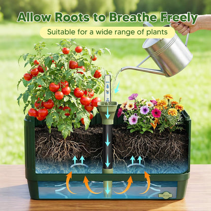 Raised Garden Bed with Tomato Cages，52"/4.3ft Tomato Planter with Trellis,Adjustable Height,Self Watering Planter Box for Vegetables & Climbing Plant Indoor Outdoor Balcony Patio (1)