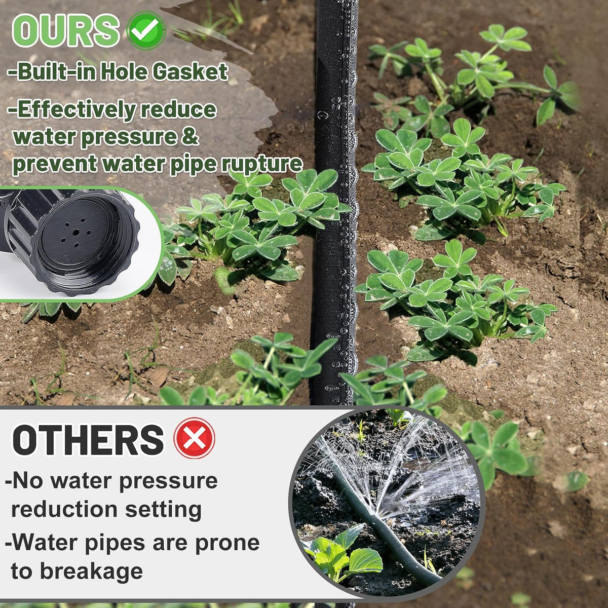 3/4" Heavy Duty Linkable 25FT Soaker Hose for Garden Beds, Save 85% Water