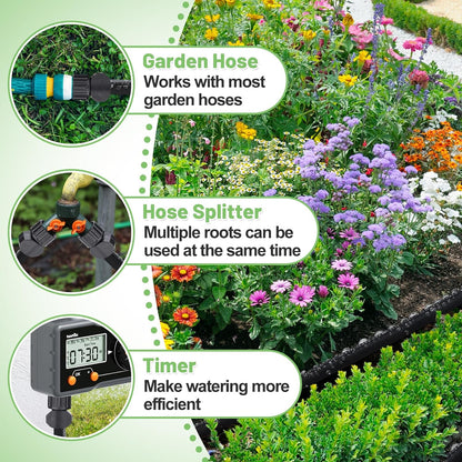 3/4" Heavy Duty Linkable 25FT Soaker Hose for Garden Beds, Save 85% Water