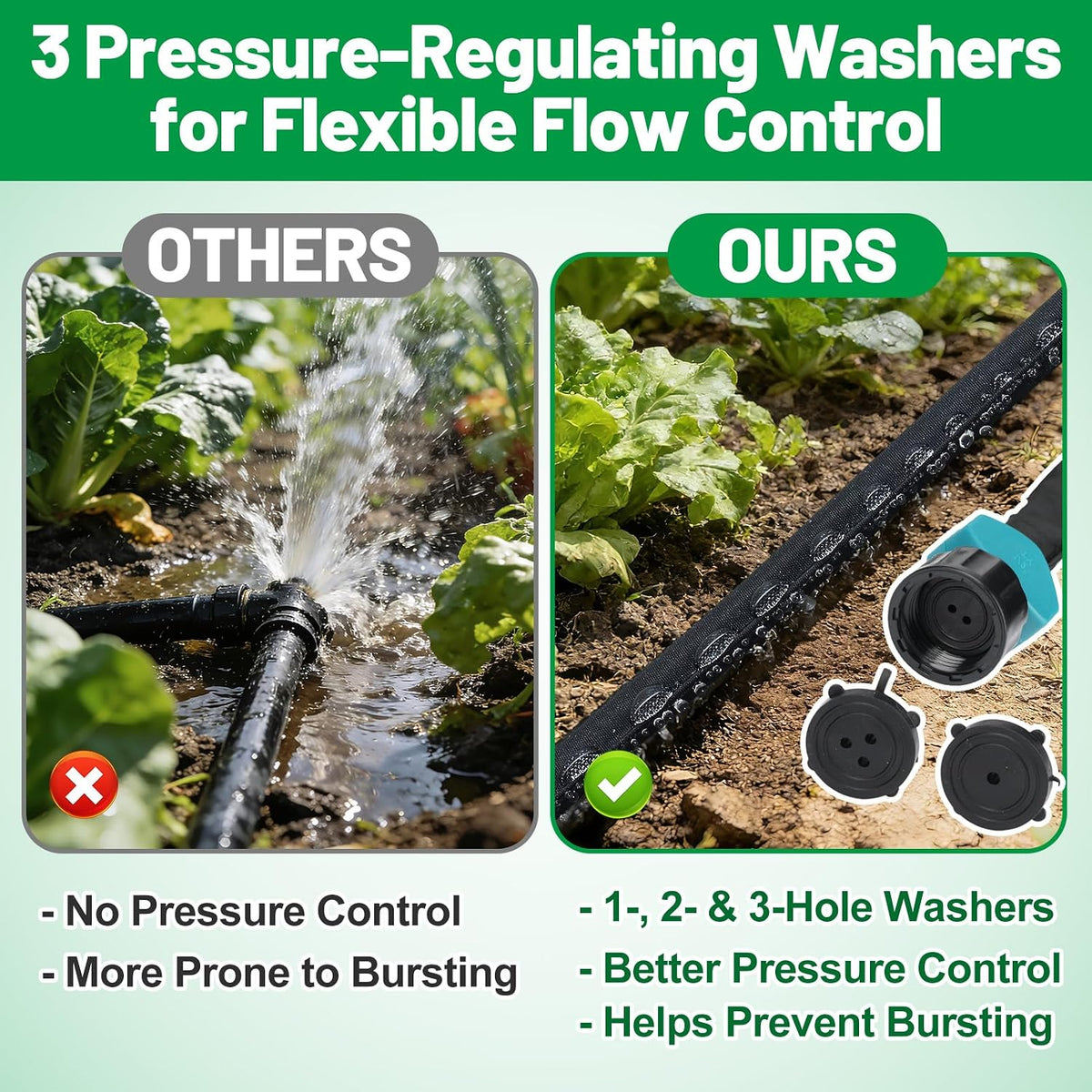 3/4" Heavy Duty Linkable 25FT Soaker Hose for Garden Beds, Save 85% Water