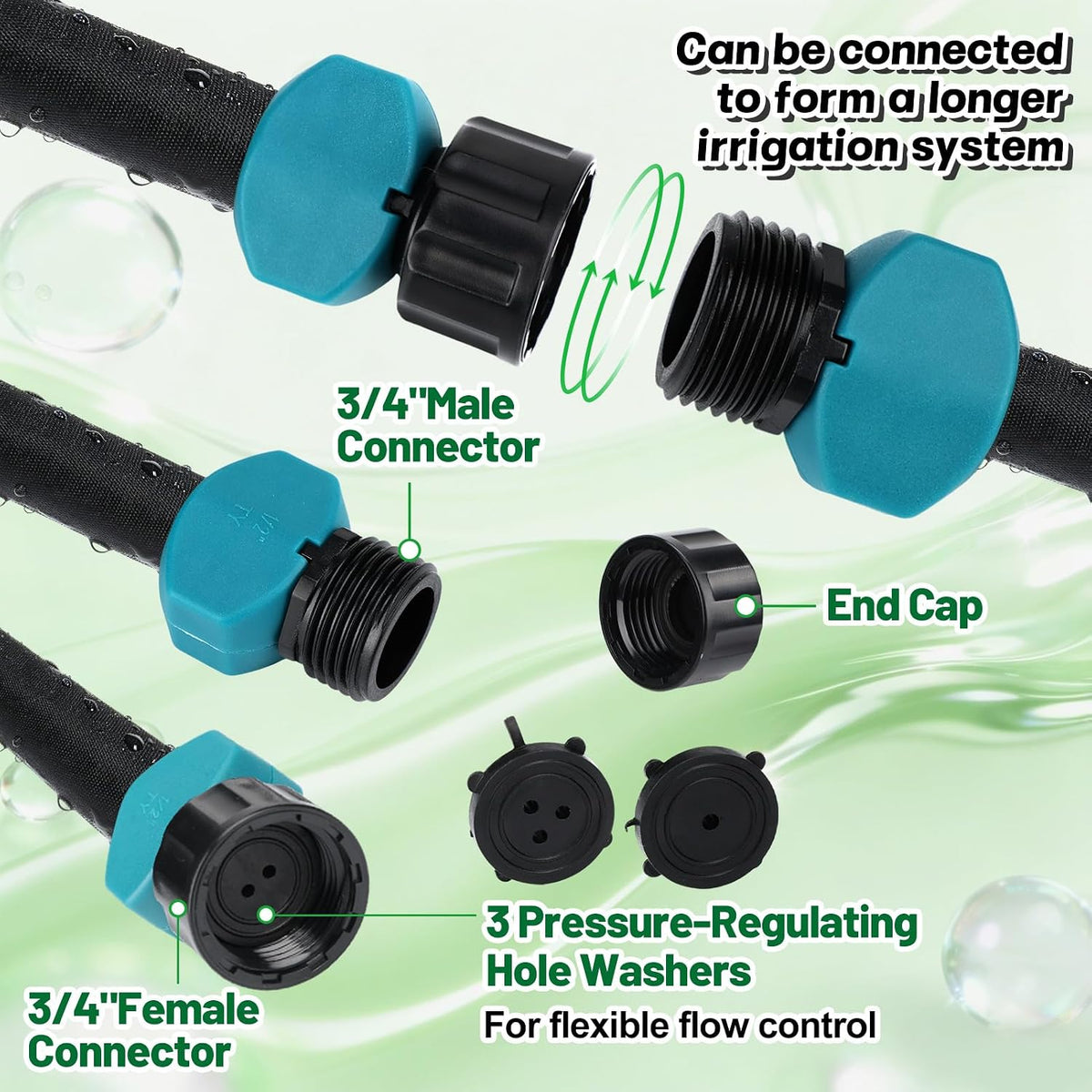 3/4" Heavy Duty Linkable 25FT Soaker Hose for Garden Beds, Save 85% Water