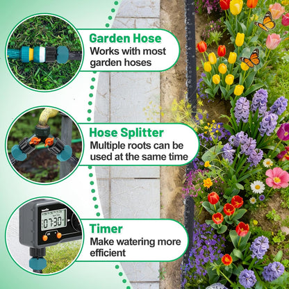 3/4" Heavy Duty Linkable 25FT Soaker Hose for Garden Beds, Save 85% Water