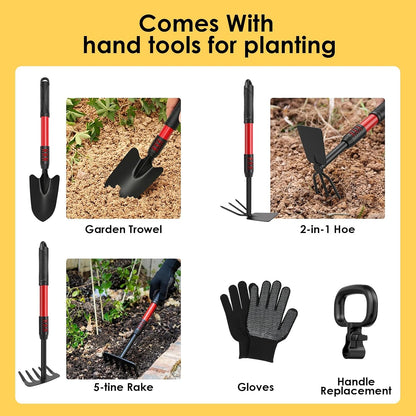 Cordless Tiller Cultivator Compatible with DEWALT 20V MAX Battery (Tool Only), 310RPM Electric Garden Rototiller with 40 Steel Tines, 9.1In Tilling Width & 6.3In Depth Tiller, Folding Design