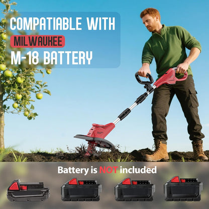 Cordless Tiller Cultivator Compatible with DEWALT 20V MAX Battery (Tool Only), 310RPM Electric Garden Rototiller with 40 Steel Tines, 9.1In Tilling Width & 6.3In Depth Tiller, Folding Design