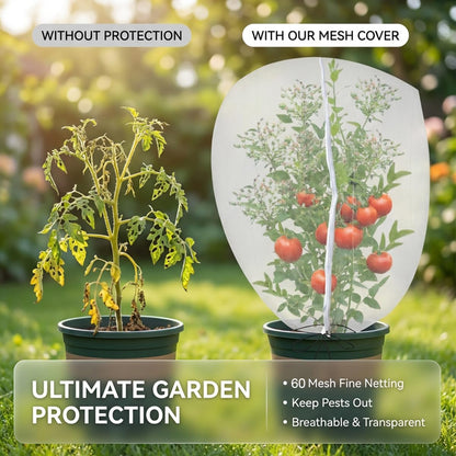 3PCS 2.6 × 3.2 FT Bird Insect Barrier Fruit Tree Netting, Double Zipper & Drawstring, Garden Bird Netting for Blueberries, Tomatoes, Peppers, Shrubs – Reusable Mesh Barrier