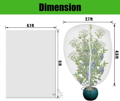 3PCS 2.6 × 3.2 FT Bird Insect Barrier Fruit Tree Netting, Double Zipper & Drawstring, Garden Bird Netting for Blueberries, Tomatoes, Peppers, Shrubs – Reusable Mesh Barrier