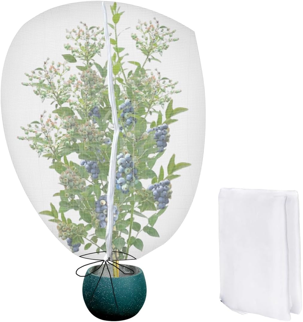 3PCS 2.6 × 3.2 FT Bird Insect Barrier Fruit Tree Netting, Double Zipper & Drawstring, Garden Bird Netting for Blueberries, Tomatoes, Peppers, Shrubs – Reusable Mesh Barrier
