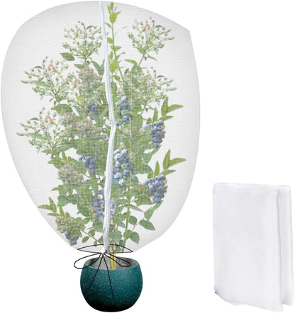 3PCS 2.6 × 3.2 FT Bird Insect Barrier Fruit Tree Netting, Double Zipper & Drawstring, Garden Bird Netting for Blueberries, Tomatoes, Peppers, Shrubs – Reusable Mesh Barrier