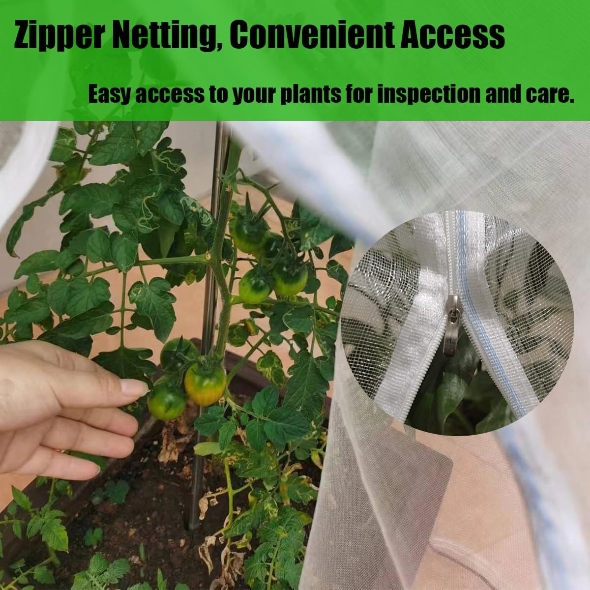 3PCS 2.6 × 3.2 FT Bird Insect Barrier Fruit Tree Netting, Double Zipper & Drawstring, Garden Bird Netting for Blueberries, Tomatoes, Peppers, Shrubs – Reusable Mesh Barrier