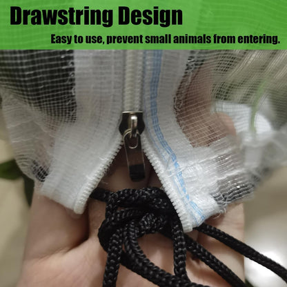 3PCS 2.6 × 3.2 FT Bird Insect Barrier Fruit Tree Netting, Double Zipper & Drawstring, Garden Bird Netting for Blueberries, Tomatoes, Peppers, Shrubs – Reusable Mesh Barrier