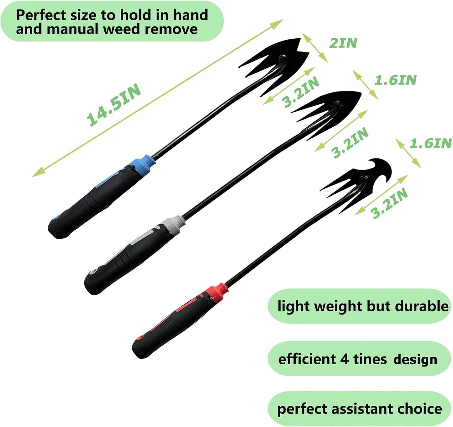 3Pcs Weed Puller Tool Garden Weed Pulling Tool,Portable Garden Weeder Tool,Gardening Weeding Tools for Garden Hand Tools for Vegetable Gardening Backyard Farm Planting & Uprooting Weeding Tool