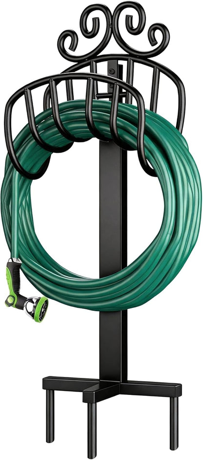 Hose Holder for Outside Freestanding 150 Feet Christmas Gift Heavy Duty Metal Detachable Rustproof Hose Stand Hanger Decorative Hose Storage With Ground Stakes Garden Lawn