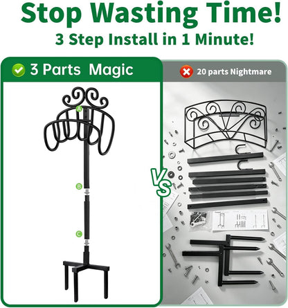 Hose Holder for Outside Freestanding 150 Feet Christmas Gift Heavy Duty Metal Detachable Rustproof Hose Stand Hanger Decorative Hose Storage With Ground Stakes Garden Lawn