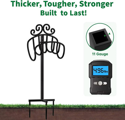 Hose Holder for Outside Freestanding 150 Feet Christmas Gift Heavy Duty Metal Detachable Rustproof Hose Stand Hanger Decorative Hose Storage With Ground Stakes Garden Lawn