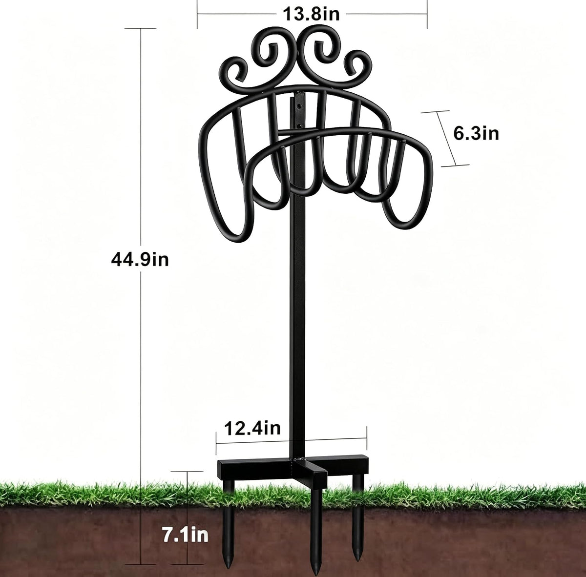Hose Holder for Outside Freestanding 150 Feet Christmas Gift Heavy Duty Metal Detachable Rustproof Hose Stand Hanger Decorative Hose Storage With Ground Stakes Garden Lawn