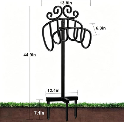 Hose Holder for Outside Freestanding 150 Feet Christmas Gift Heavy Duty Metal Detachable Rustproof Hose Stand Hanger Decorative Hose Storage With Ground Stakes Garden Lawn