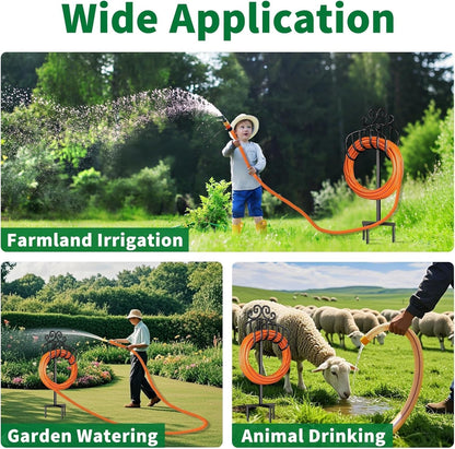 Hose Holder for Outside Freestanding 150 Feet Christmas Gift Heavy Duty Metal Detachable Rustproof Hose Stand Hanger Decorative Hose Storage With Ground Stakes Garden Lawn