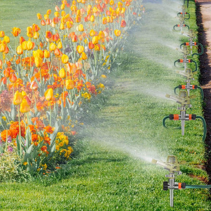 8 Set Zinc Alloy Water Sprinklers for Lawns Yard Sprinklers Heavy Duty Sprinkler Heads Adjustable 360 Degree Watering Impact Sprinklers Pulsating Garden Sprinklers for Large Area Irrigation