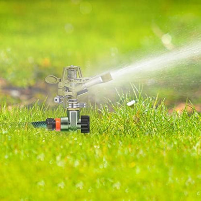 8 Set Zinc Alloy Water Sprinklers for Lawns Yard Sprinklers Heavy Duty Sprinkler Heads Adjustable 360 Degree Watering Impact Sprinklers Pulsating Garden Sprinklers for Large Area Irrigation
