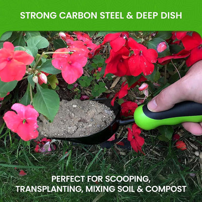 Super Strong Garden Scoop Trowel Shovel Transplanter – Strong Carbon Steel - Rust Resistant – Ergonomic Grip – Perfect Hand Shovel for Gardening Transplanting and Digging