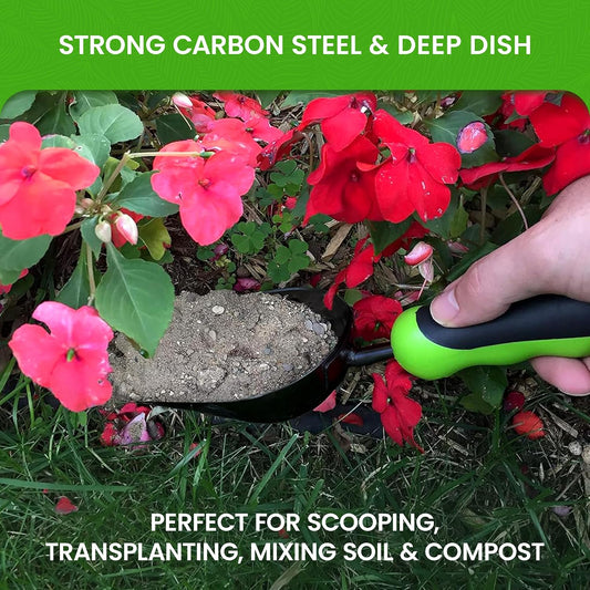 Super Strong Garden Scoop Trowel Shovel Transplanter – Strong Carbon Steel - Rust Resistant – Ergonomic Grip – Perfect Hand Shovel for Gardening Transplanting and Digging