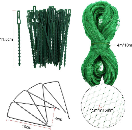 Bird Netting for Garden Protect Fruit Vegetables Trees 13 x 32.8 ft Netting with Cable Tie and U Shaped Garden Peg Against Deer Squirrels Animals